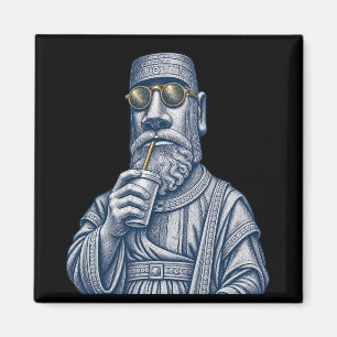 Aimant Carré en Art Vintage de l'Homme de Pierre C