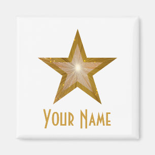 Aimant carré frigo "Gold" Star 'Your Name'