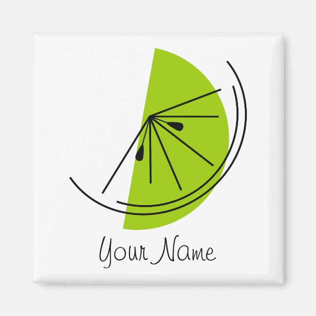 Aimant Carré magnétique Citrus Lime Name (Devant)