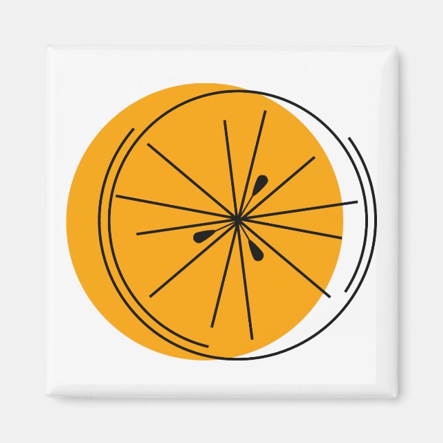 Aimant Carré magnétique Citrus Orange (Devant)