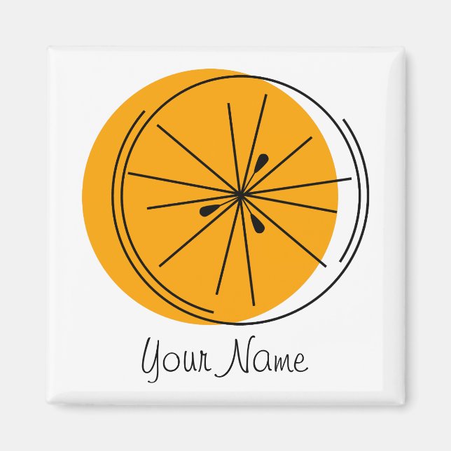 Aimant Carré magnétique Citrus Orange Name (Devant)