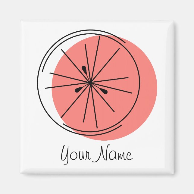 Aimant Carré magnétique Citrus Pink Name (Devant)