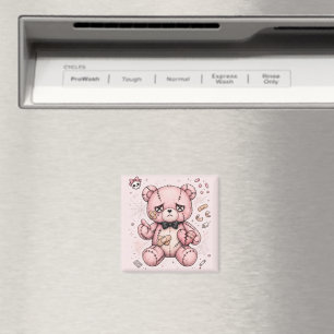 Aimant Carré magnétique d'ours Teddy goth Yami Kawaii Pil
