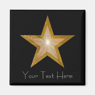 Aimant Carré magnétique Gold Star 'Your Text'