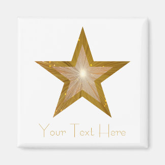 Aimant Carré magnétique Gold Star 'Your Text'