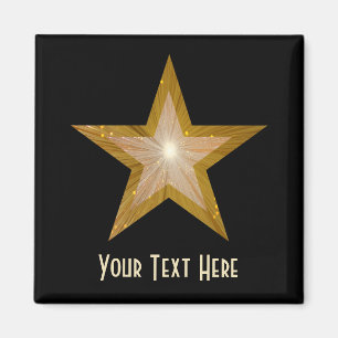 Aimant Carré magnétique Gold Star 'Your Text'