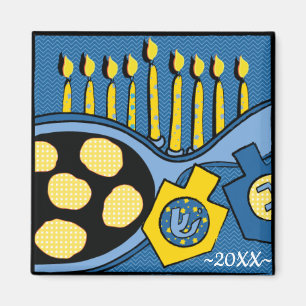 Aimant Carré magnétique Hanoukka Latkes et crème aigre