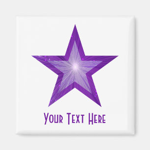 Aimant Carré magnétique Purple Star 'Your Text' blanc