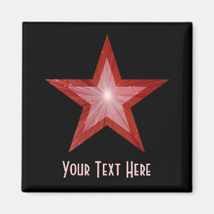 Aimant Carré magnétique Red Star 'Your Text'