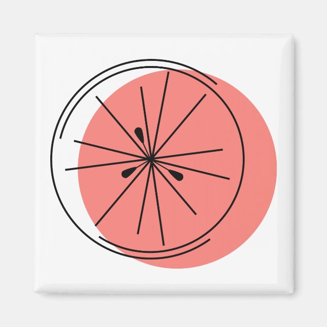 Aimant Carré magnétique rose Citrus (Devant)