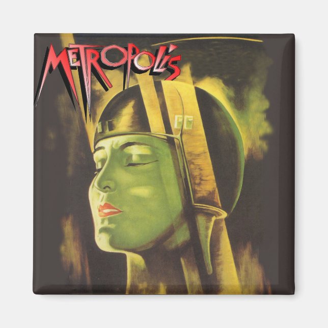 Aimant carré Metropolis (visage dans le casque) (Devant)