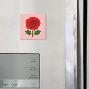 Aimant carré Rose Rouge