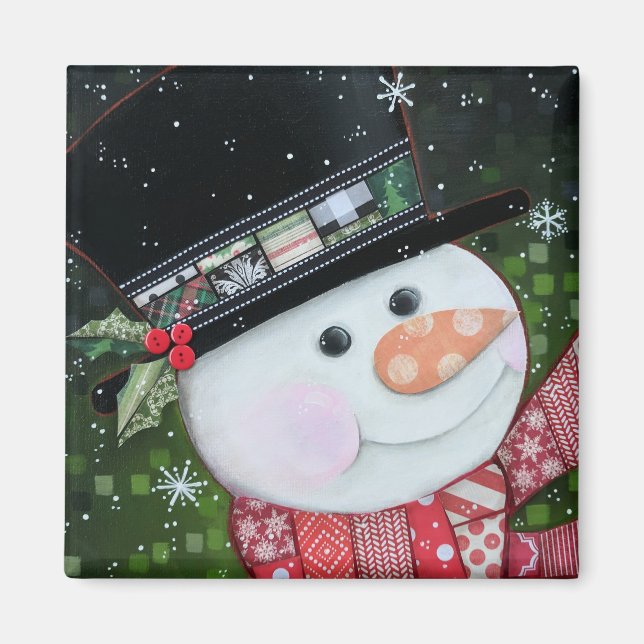 Aimant Carré Snowman 2 po x 2 po (Devant)