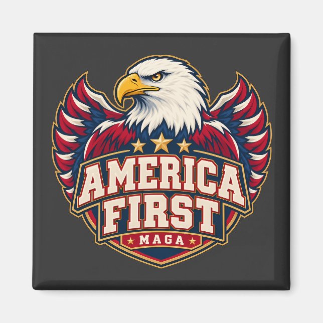Aimant carré Varsity Eagle America First (Devant)
