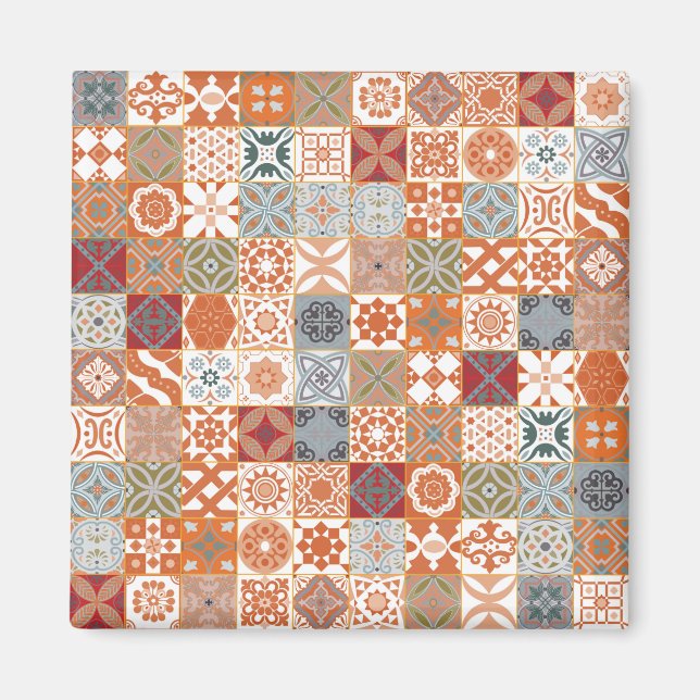 Aimant Carreau marocain orange (Devant)