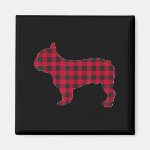 Aimant Carreau Rouge Bouledogue Français Amoureux des Chi