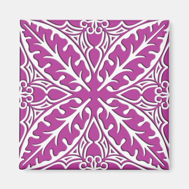 Aimant Carreaux marocains - orchidée et blanc (Devant)
