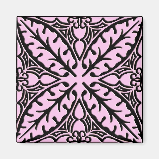 Aimant Carreaux marocains - rose glace et noir (Devant)