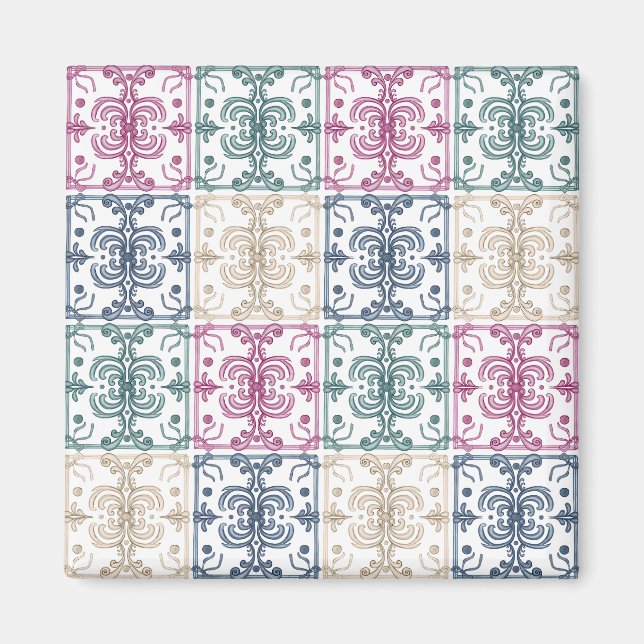 Aimant Carreaux multicolores (Devant)