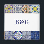 Aimant Carreaux portugais méditerranéens mariage Favorise<br><div class="desc">Décor moderne et rustique de tuiles portugaises méditerranéennes motif mariage. Un design méditerranéen coloré qui utilise différents motifs de tuiles vintages pour créer un design mariage d'été élégant. Une charmante décoration de carreaux méditerranéens d'influence portugaise, italienne et espagnole utilisant une typographie de script classique. Un élégant carrelage portugais à thème...</div>
