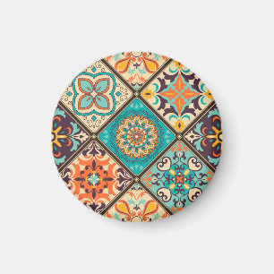 Aimant Carrelage en patchwork coloré : Motifs islamiques.