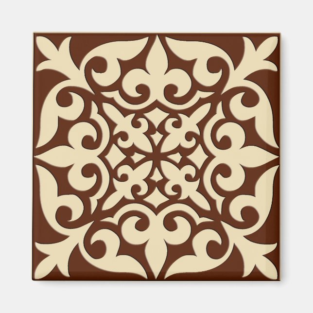 Aimant Carrelage marocain - chocolat et beige (Devant)