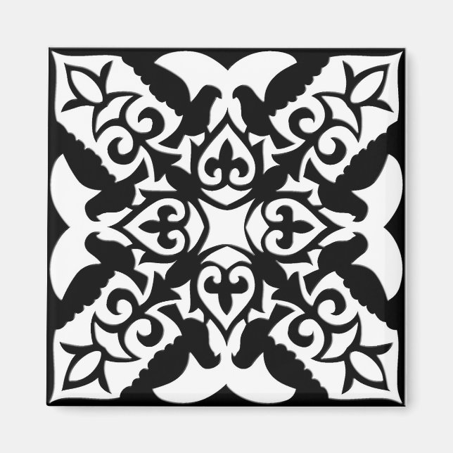 Aimant Carrelage marocain - noir avec arrière - plan blan (Devant)
