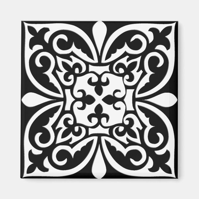 Aimant Carrelage marocain - noir avec arrière - plan blan (Devant)