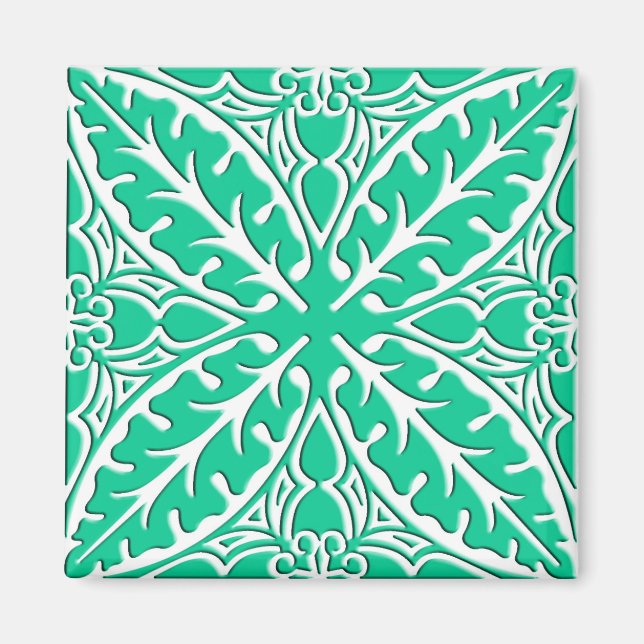 Aimant Carrelage marocain - turquoise et blanc (Devant)