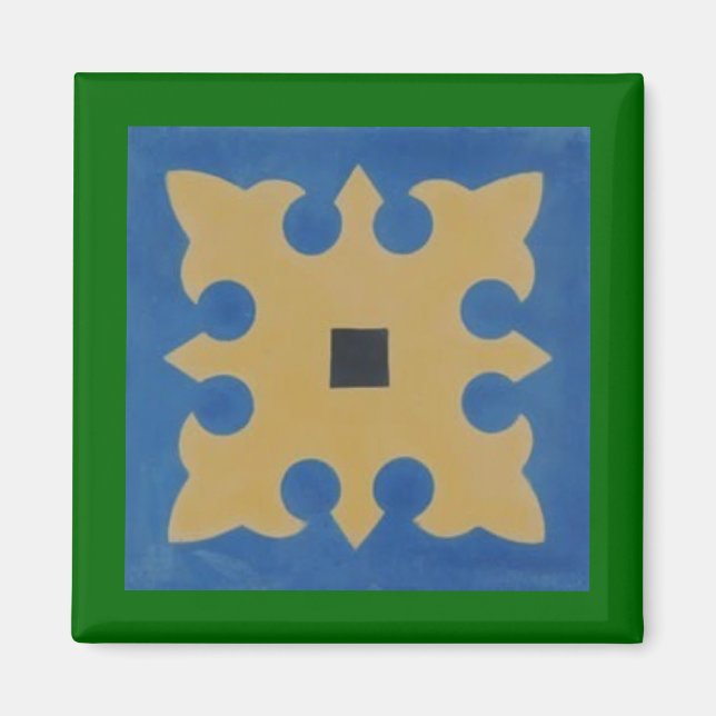 Aimant Carrelage mexicain Vert Tan bleu (Devant)