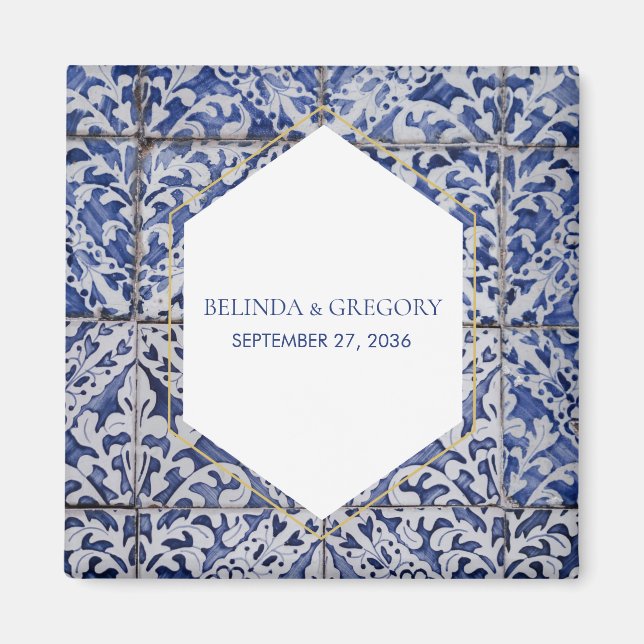 Aimant Carrelage portugais rustique Mariage Faveur (Devant)
