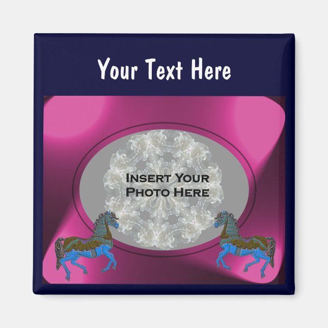 Aimant Carrousel coloré Chevaux Design Photo (Devant)