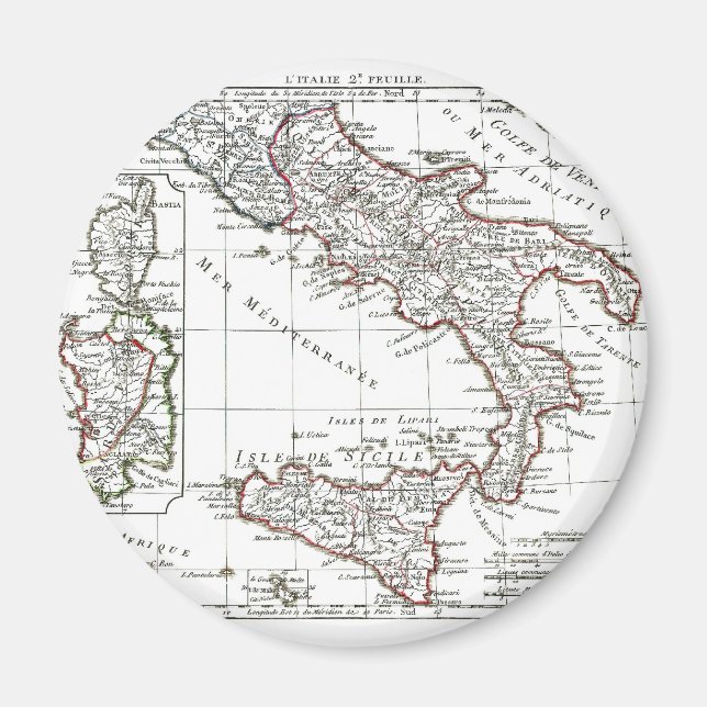Aimant Carte 1806 - L'Italie (Sud) (Devant)