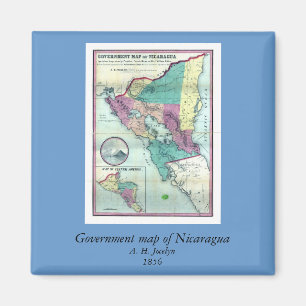 Aimant Carte 1856 de gouvernement du Nicaragua par A.H.