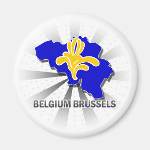 Aimant Carte 2,0 de drapeau de la Belgique Bruxelles