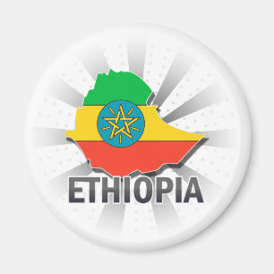 Aimant Carte 2,0 de drapeau de l'Ethiopie