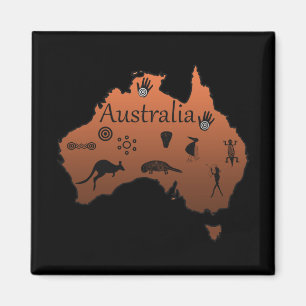 Aimant carte aborigène australienne avec symboles