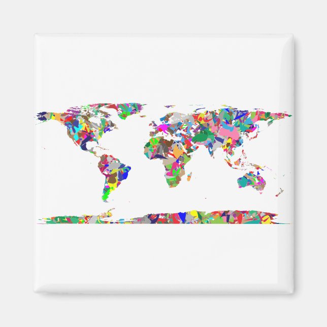 Aimant Carte Abstraite du monde coloré 2 (Devant)
