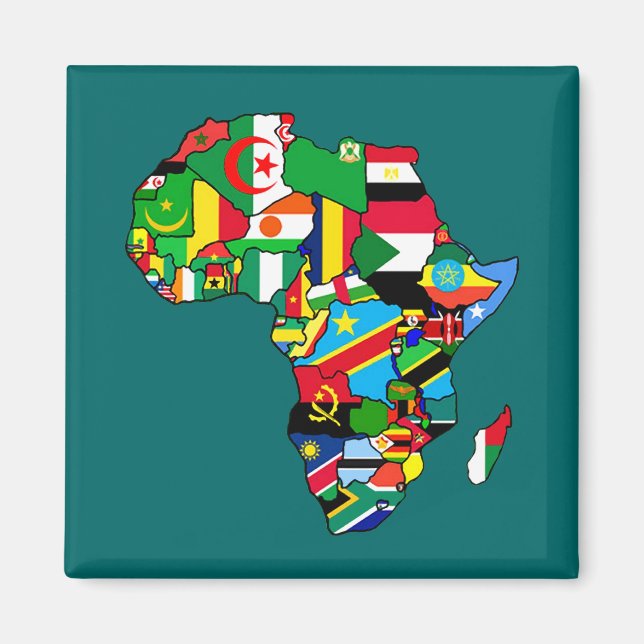 Aimant Carte africaine drapeaux dans les cartes des pays (Devant)