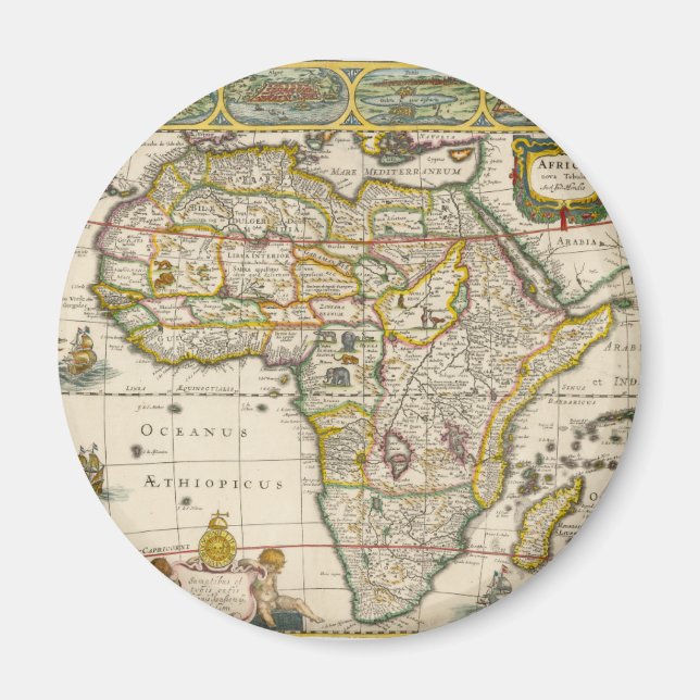 Aimant Carte ancienne de l'Afrique par Hondius et Jansson (Devant)