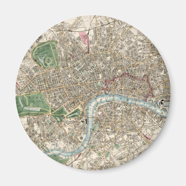 Aimant Carte ancienne de Londres Angleterre (1853) (Devant)