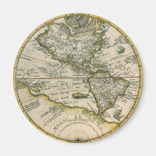 Aimant Carte antique, 1596, America Sive Novus Orbis