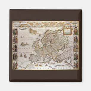 Aimant Carte antique de l'Europe par Willem Jansz Blaeu, 