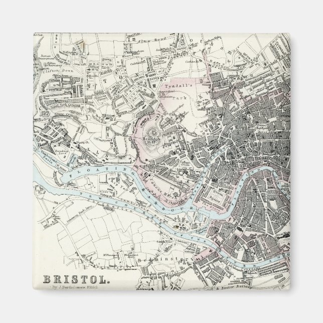 Aimant Carte antique du 19ème siècle de Bristol Angleterr (Devant)
