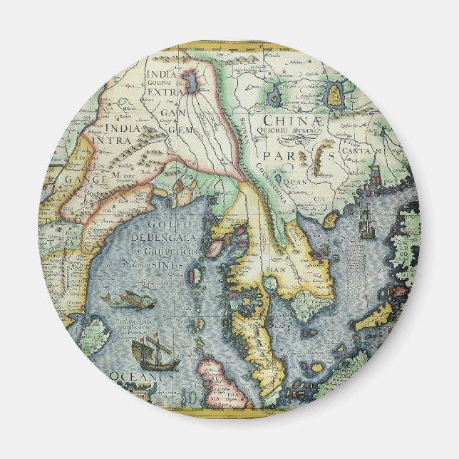Aimant Carte antique du Sud-Est Asiatique par Mercator /  (Devant)