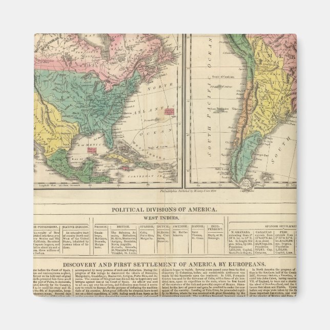Aimant Carte Atlas de la découverte européenne de l'Améri (Devant)