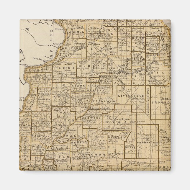 Aimant Carte Atlas de l'Illinois (Devant)