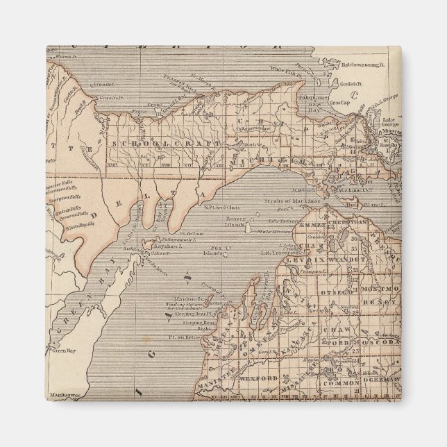 Aimant Carte Atlas du Michigan (Devant)