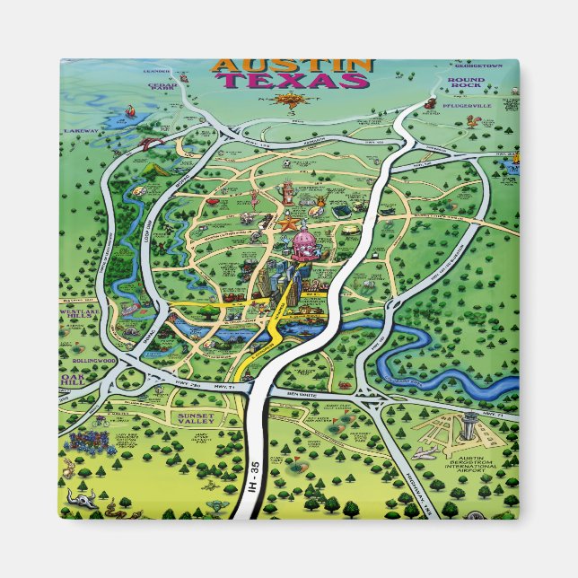 Aimant Carte Austin (Devant)