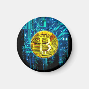 Aimant Carte Bitcoin Cryptomonnaie et circuit